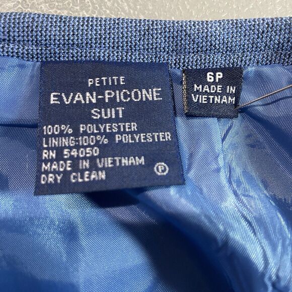 EVAN PICONE Skirt Suit Set Blazer Pencil Skirt Long Sleeve Petite 6 6P Blue - Picture 14 of 16